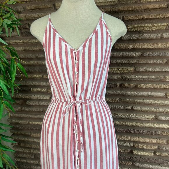 Rails Frida Striped Linen Blend Dress, Carmine Stripe Size Medium - Picture 6 of 9